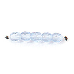 Bead, Czech firepolish, 4mm faceted round, LIGHT SAPPHIRE
