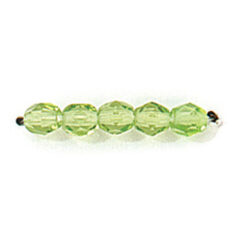 Bead, Czech firepolish, 4mm faceted round, CHARTREUSE