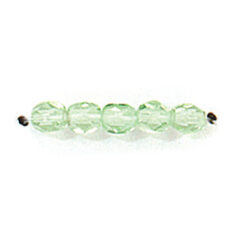Bead, Czech firepolish, 4mm faceted round, PERIDOT