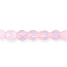 Bead, Czech firepolish, 4mm faceted round opal, PINK