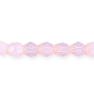 Bead, Czech firepolish, 4mm faceted round opal, PINK