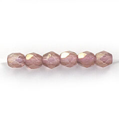 Bead, Czech firepolish, 4mm faceted Crystal Red Luster