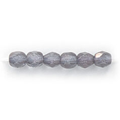 Bead, Czech firepolish, 4mm faceted round lustre, BLACK DIAMOND