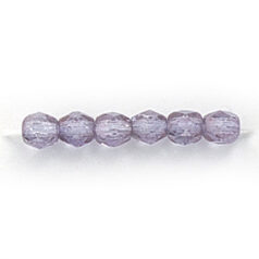 Bead, Czech firepolish, 4mm faceted round lustre, LAVENDER