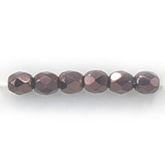 Bead, Czech firepolish, 4mm faceted round, lustre metallic, BRONZE