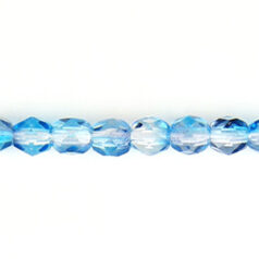 Bead, Czech firepolish, 4mm round faceted two tone, DARK BLUE/GREY