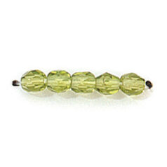 Bead, Czech firepolish, 4mm faceted round, OLIVINE