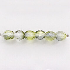 Bead, Czech firepolish, 4mm round faceted two tone, MAUVE/YELLOW