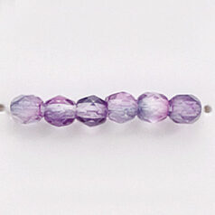 Bead, Czech firepolish, 4mm round faceted two tone, MAUVE/LILAC