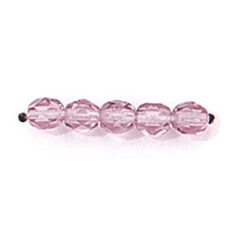 Bead, Czech firepolish, 4mm faceted round, LIGHT AMETHYST