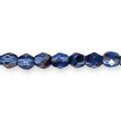 Bead, Czech firepolish, 4mm round faceted azure, SAPPHIRE