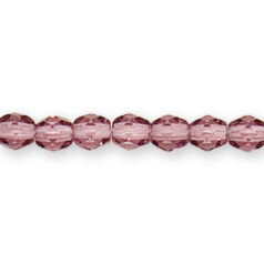 Bead, Czech firepolish, 4mm faceted round, MEDIUM AMETHYST