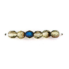 Bead, Czech firepolish, 4mm round faceted azure, JONQUIL