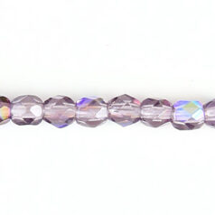 Bead, Czech firepolish, 4mm faceted round, LIGHT TANZANITE AB