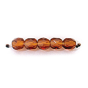 Bead, Czech firepolish, 4mm faceted round, MADEIRA TOPAZ