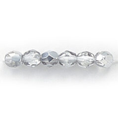 Bead, Czech firepolish, 4mm half coat metallic, SILVER LABRADOR