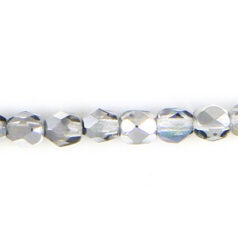 Bead, Czech firepolish, 4mm half coat metallic, Bermuda Blue