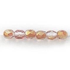 Bead, Czech firepolish, 4mm half coat metallic, TOPAZ