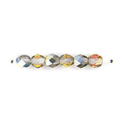 Bead, Czech firepolish, 4mm half coat metallic, MAREA