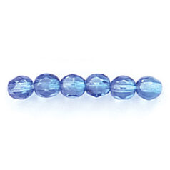 Bead, Czech firepolish, 4mm round faceted two tone, LIGHT SAPPHIRE/SAPPHIRE
