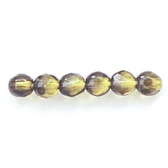 Bead, Czech firepolish, 4mm round faceted two tone, OLIVE/BLACK DIAMOND