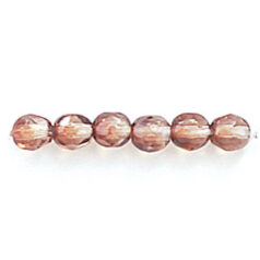 Bead, Czech firepolish, 4mm round faceted two tone, TOPAZ/BLACK DIAMOND