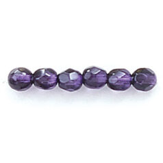 Bead, Czech firepolish, 4mm round faceted two tone, PURPLE/DARK PURPLE