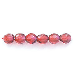 Bead, Czech firepolish, 4mm round faceted two tone, RUBY/BLUE