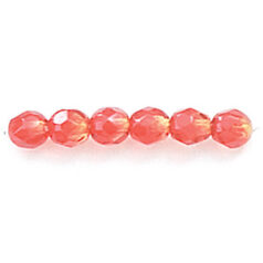 Bead, Czech firepolish, 4mm round faceted two tone, RED/YELLOW