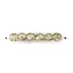 Bead, Czech firepolish, 4mm mirror metallic, LIGHT JONQUIL