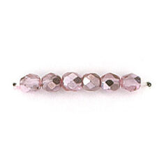 Bead, Czech firepolish, 4mm mirror metallic, LIGHT LAVENDER
