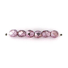 Bead, Czech firepolish, 4mm mirror metallic, LIGHT VIOLET