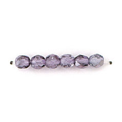 Bead, Czech firepolish, 4mm mirror metallic, LAVENDER