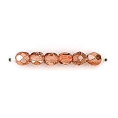 Bead, Czech firepolish, 4mm mirror metallic, PEACH