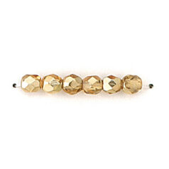 Bead, Czech firepolish, 4mm mirror metallic, GOLD
