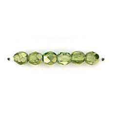 Bead, Czech firepolish, 4mm mirror metallic, PERIDOT