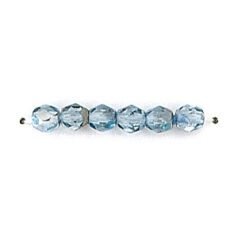 Bead, Czech firepolish, 4mm mirror metallic, LIGHT SAPPHIRE