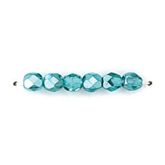 Bead, Czech firepolish, 4mm mirror metallic, TEAL