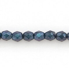 Bead, Czech firepolish, 4mm matte metallic, MIDNIGHT BLUE