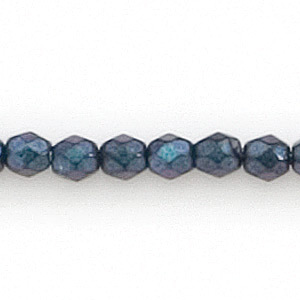 Bead, Czech firepolish, 4mm matte metallic, MIDNIGHT BLUE