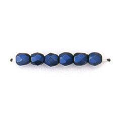 Bead, Czech firepolish, 4mm matte metallic, COBALT BLUE