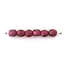Bead, Czech firepolish, 4mm matte metallic, PLUM