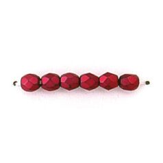 Bead, Czech firepolish, 4mm matte metallic, RED