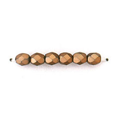 Bead, Czech firepolish, 4mm matte metallic, BRONZE