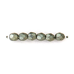 Bead, Czech firepolish, 4mm matte metallic, GREY