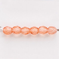 Bead, Czech firepolish, 4mm faceted round dipped, DARK ORANGE