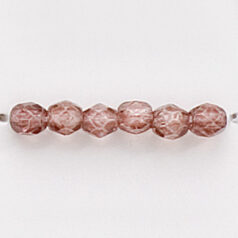 Bead, Czech firepolish, 4mm faceted round dipped, DARK SMOKE BEIGE