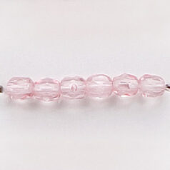 Bead, Czech firepolish, 4mm faceted round dipped, LIGHT PINK
