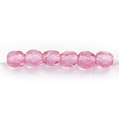 Bead, Czech firepolish, 4mm faceted round dipped, FUCHSIA