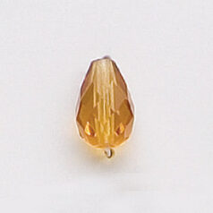 Bead, Czech firepolish, 10x7mm faceted drop, LIGHT TOPAZ